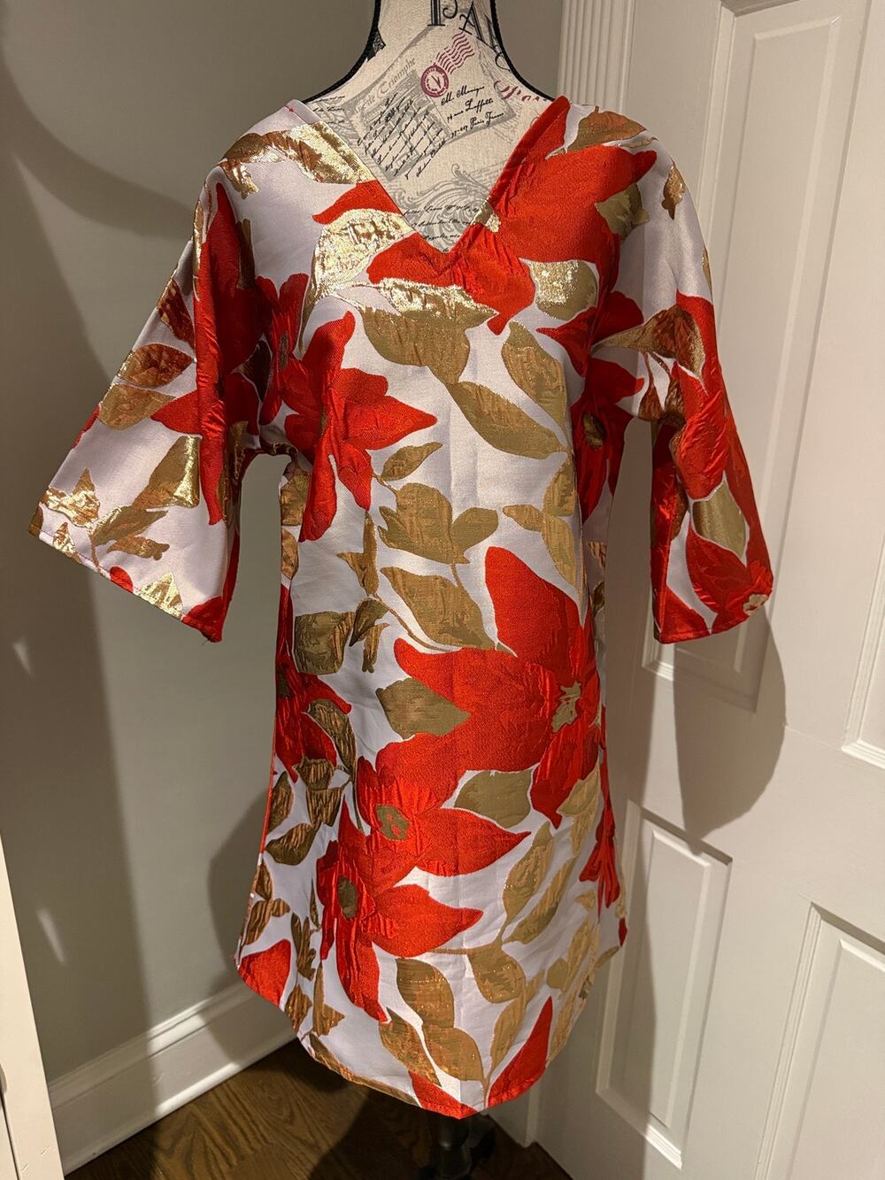Tela Luxury Mercantile Lavender Gold Red Tunic Top Dress Approx Size Large
